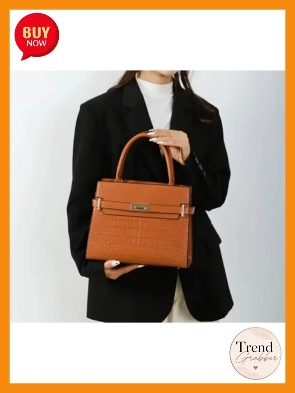 Vegan PU Leather Satchel Handbag – Structured Top Handle Purse with Crossbody
